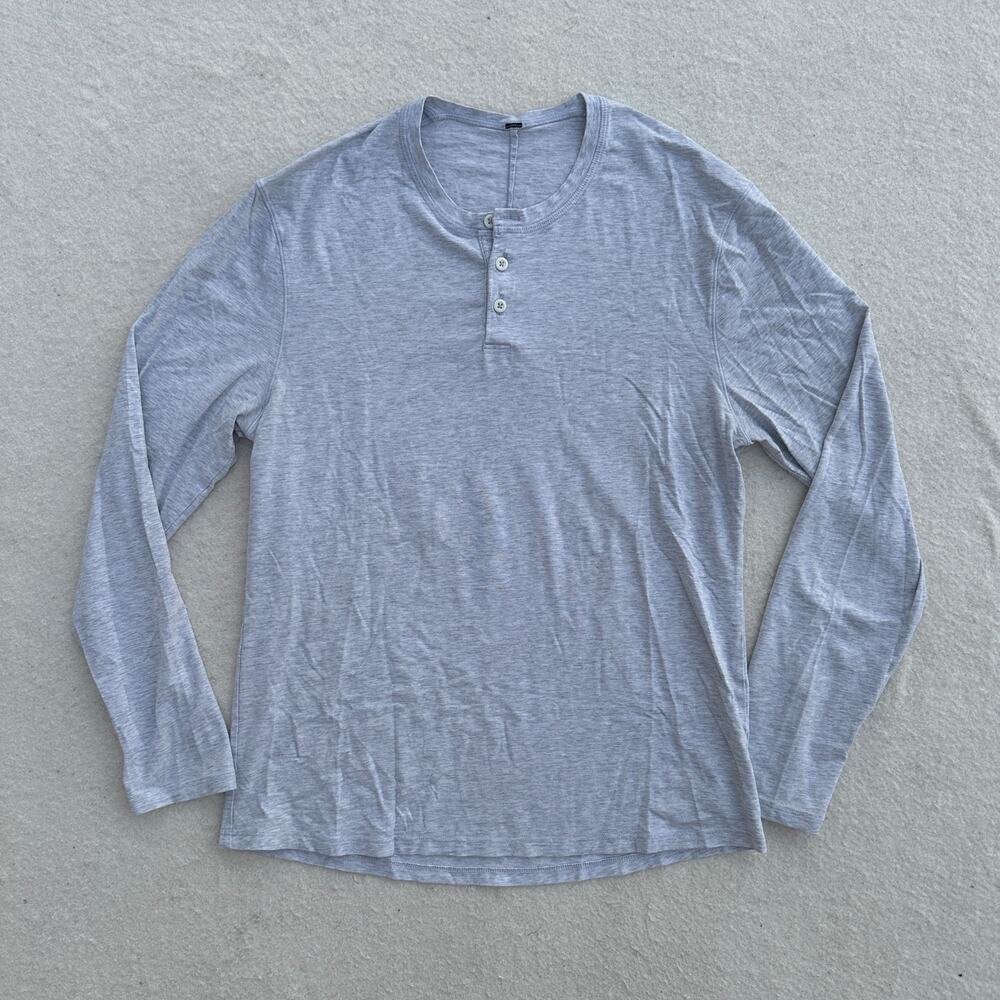 Lululemon Henley Long Sleeve Shirt Men's Heather Gray Athletic Tee - No Size Tag